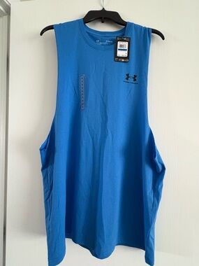 Under Armour Royal Blue Sleeveless Muscle Tank Crew Athletic Men’s Size XL NEW